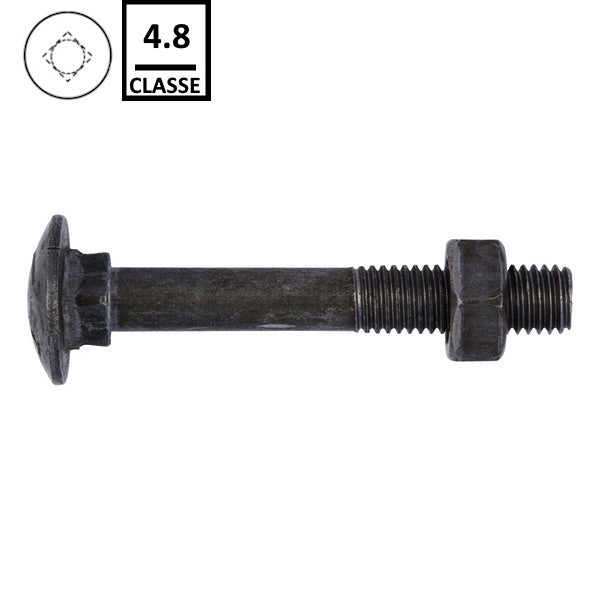 BULLONE TESTA TONDA QUADRO SOTTOTESTA E DADO 4.8 UNI 5732 GREZZO