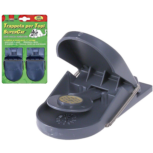 TRAPPOLE PER TOPI SUPERCAT CON ESCA PERMANENTE IN BLISTER PZ2