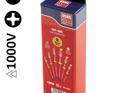USAG  091 SH6 SERIE DI 6 GIRAVITI ISOLATI 1000V A TAGLIO E A CROCE