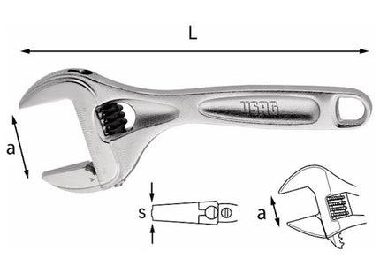 USAG  294AC CHIAVE REGOLABILE A RULLINO CORTA MM150