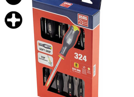 USAG  324 SH8 SERIE DI 8 GIRAVITI A TAGLIO E A CROCE PHILLIPS