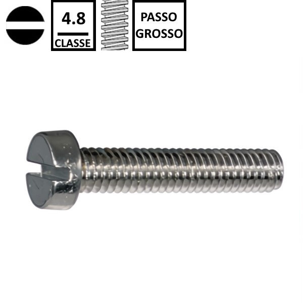 VITE TC CON INTAGLIO CLASSE 4.8 ZINCATA BIANCA UNI 6107 DIN 84