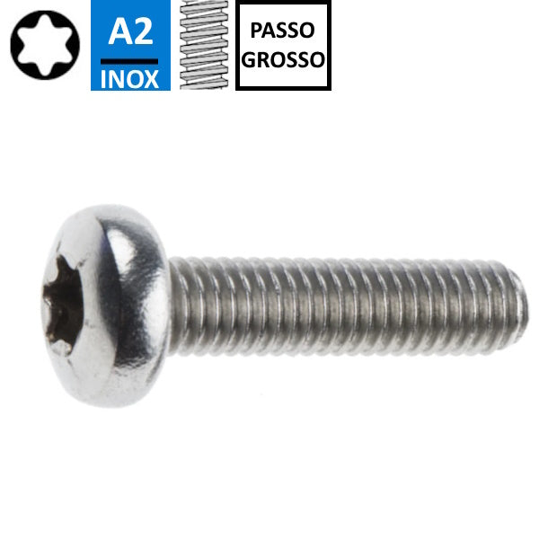 VITE TC TORX IN ACCIAIO INOX A2 UNI 7687 DIN 7985 ISO 14583