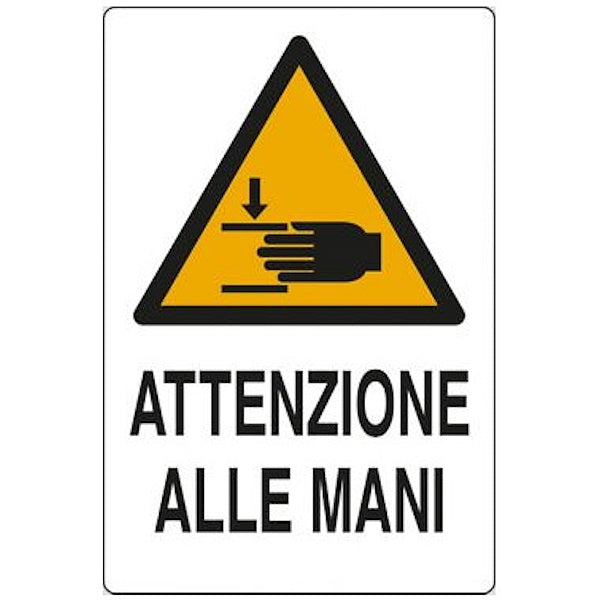 SEGNALE ATTENZIONE ALLE MANI ADESIVO MM180X120