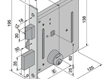 WELKA SERRATURA INFILARE CON SCROCCO/CATENACCIO ENTRATA MM50 AMBIDESTRA