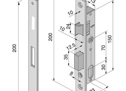WELKA SERRATURA INFILARE SCROCCO/CATENACCIO ENTRATA MM15 AMBIDESTRA