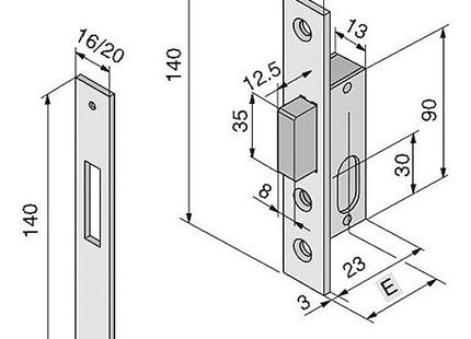 WELKA SERRATURA INFILARE CON CATENACCIO ENTRATA MM15 AMBIDESTRA