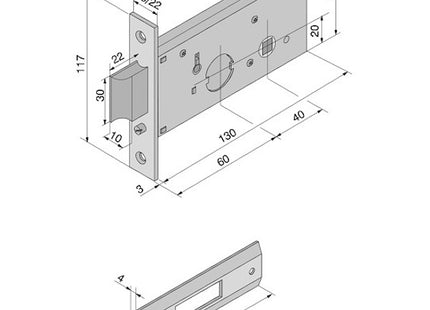 WELKA SERRATURA INFILARE PER FASCIA 1 MANDATA ENTRATA MM60 AMBIDESTRA