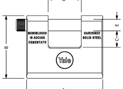 YALE LUCCHETTO IN ACCIAIO Y 164 MM84 RETTANGOLARE