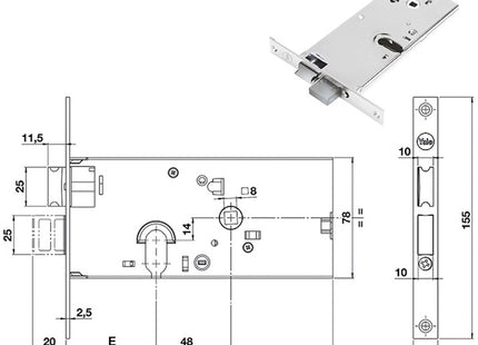YALE SERRATURA INFILARE ART. 860 ENTRATA MM58 AMBIDESTRA