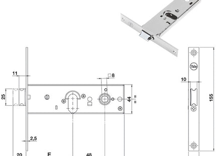 YALE SERRATURA INFILARE ART. 870 ENTRATA MM70 AMBIDESTRA