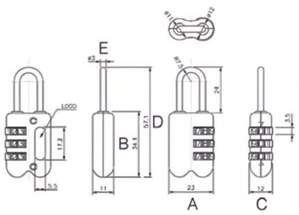 YALE LUCCHETTO DA VIAGGIO YP2 MM23 CON COMBINAZIONE GRIGIO