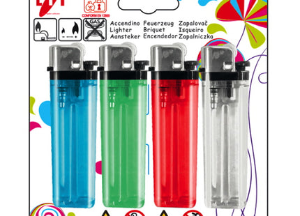 ACCENDINI A GAS PIEZO NON RICARICABILI FIERY CONF.PZ4 COLORI MISTI