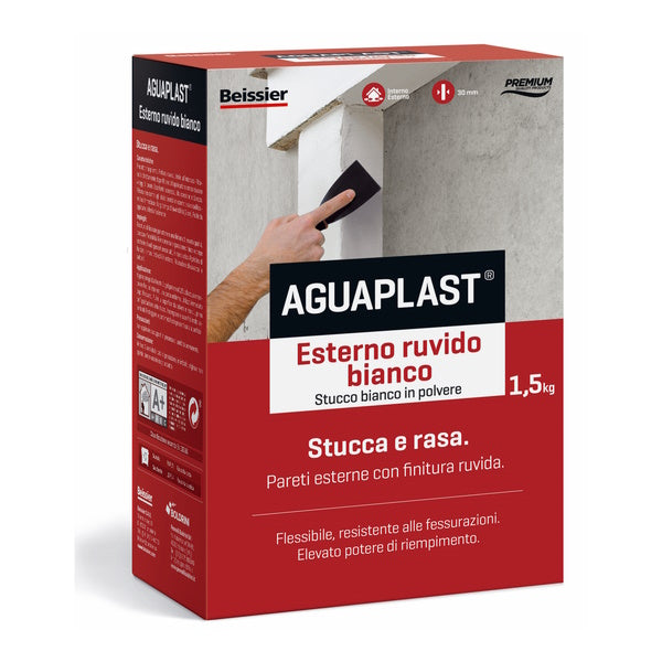 AGUAPLAST SR5 STUCCO IN  POLVERE PER ESTERNO RUVIDO BIANCO KG 1,5