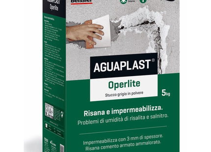 AGUAPLAST OPERLITE STUCCO IN POLVERE GRIGIO KG 5