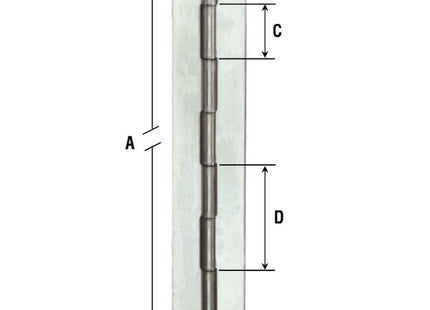 ALDEGHI ART.1200IN-PI CERNIERA A METRAGGIO INOX MM40X1980