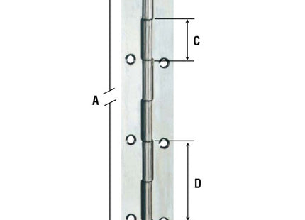 ALDEGHI ART.1204IN-PI CERNIERA A METRAGGIO CON FORI INOX MM50X1980