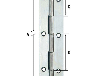 ALDEGHI ART.1212IN-PI CERNIERA A METRAGGIO CON FORI INOX MM80X2000