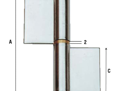 ALDEGHI ART.1224IN CERNIERA A SALDARE INOX ALI PIANE PERNO A LEVARE MM80