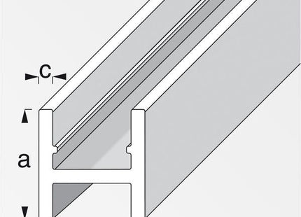 ALFER PROFILO A H ALLUMINIO ANODIZZATO ARGENTO MM16X19,5X1,5 MT1