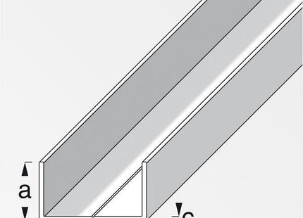 ALFER PROFILO RETTANGOLARE A U ALLUMINIO NATURALE MT.2,5