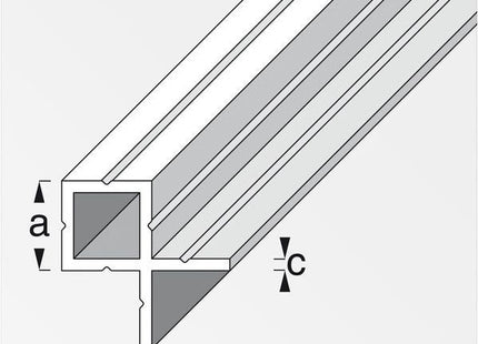 ALFER TUBO QUADRATO 2 LATI A 90° ALLUMINIO NATURALE MM23,5X43,5X1,5 MT1