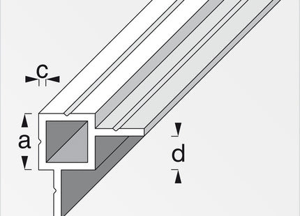 ALFER TUBO QUADRATO 2 LATI SFALSATI ALLUMINIO NATURALE MM23,5X1,5 MT1