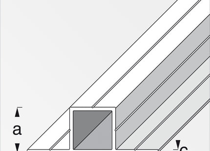 ALFER TUBO QUADRATO 2 LATI A 180° ALLUMINIO NATURALE MM23,5X1,5 MT2,5
