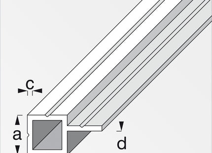 ALFER TUBO QUADRATO 1 LATO SFALSATO ALLUMINIO NATURALE MM23,5X1,5 MT1