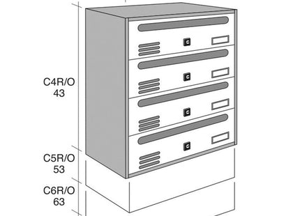 ALUBOX CASELLARIO POSTALE CUBO 4 POSTI ORIZZONTALE GRIGIO