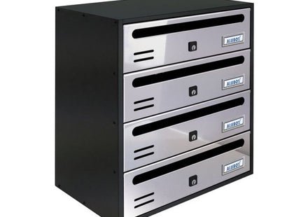 ALUBOX CASELLARIO POSTALE CUBO 4 POSTI ORIZZONTALE INOX