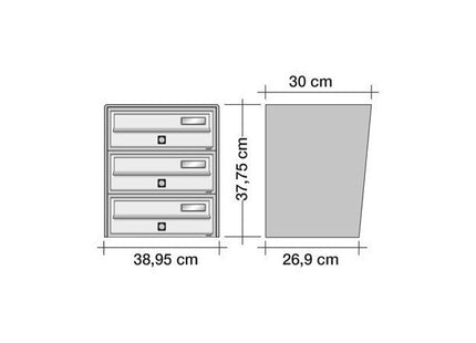 ALUBOX CASELLARIO POSTALE DA ESTERNO SLIM 3 POSTI ARGENTO