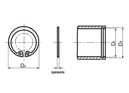 ANELLO DI ARRESTO PER FORI (SEEGER I) UNI 7437 DIN 472