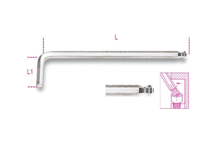 BETA    96BPC CHIAVE MASCHIO ESAGONALE PIEGATA SFERICA CROMATA