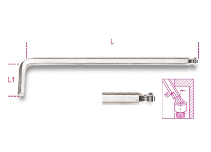 BETA    96LBP CHIAVE MASCHIO ESAGONALE PIEGATA SFERICA EXTRALUNGA