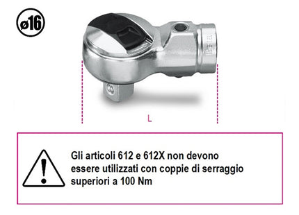 BETA   612 CRICCHETTO REVERSIBILE PER BARRE DINAMOMETRICHE DA 3/8"