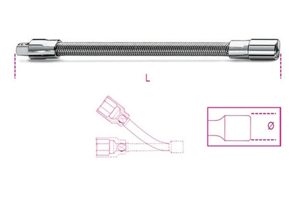 BETA   900FL/150 PROLUNGA FLESSIBILE QUADRO MASCHIO E FEMMINA 1/4" MM150