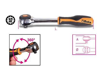 BETA   910/58 CRICCHETTO REVERSIBILE ROTANTE 52 DENTI 3/8"