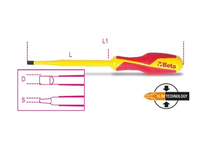 BETA  1274MQF GIRAVITE PUNTA A TAGLIO SLIM ISOLATO MM0,5X 3,5X100