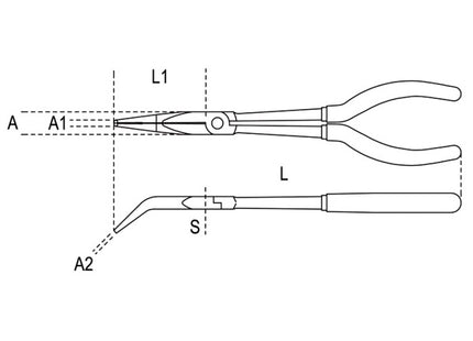 BETA  1009L/B PINZA A BECCHI MEZZOTONDI LUNGHISSIMI A 45° MM273
