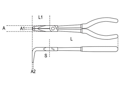 BETA  1009L/C PINZA A BECCHI MEZZOTONDI LUNGHISSIMI A 90° MM253
