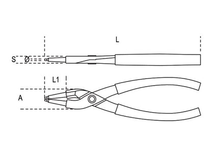 BETA  1032 PINZA BECCHI DIRITTI PER ANELLI D&apos;ARRESTO INTERNI