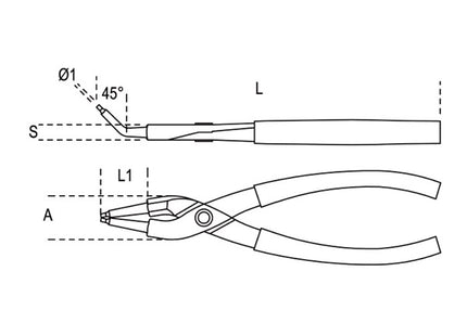 BETA  1033 PINZA BECCHI A 45° PER ANELLI D&apos;ARRESTO INTERNI