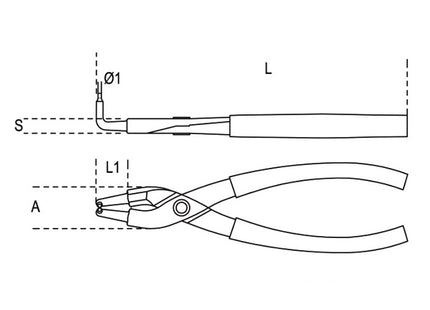 BETA  1034 PINZA BECCHI A 90° PER ANELLI D&apos;ARRESTO INTERNI