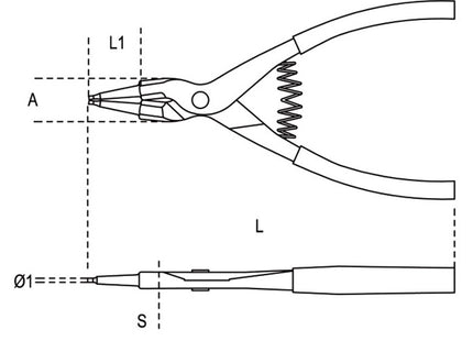 BETA  1036 PINZA BECCHI DIRITTI PER ANELLI D&apos;ARRESTO ESTERNI