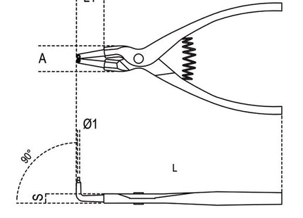 BETA  1038 PINZA BECCHI A 90° PER ANELLI D&apos;ARRESTO ESTERNI