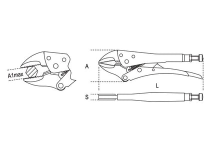 BETA  1053 PINZA REGOLABILE AUTOBLOCCANTE GANASCIA OSCILLANTE MM240