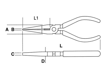 BETA  1166MQ PINZA A BECCHI MEZZOTONDI LUNGHISSIMI DIRITTI 1000V