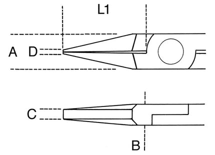 BETA  1171BM PINZA PER ELETTRONICA A BECCHI PIATTI CORTI LISCI MM130