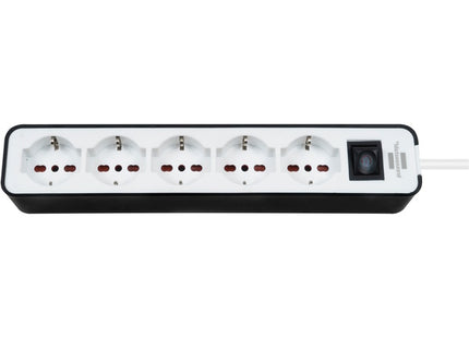 BRENNENSTUHL MULTIPRESA ECOLOR 5 PRESE 10/16A CON CAVO MT1,5 NERO/BIANCO